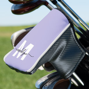 Funda Para Palo De Golf Monograma Inicial de Lila Púrpura