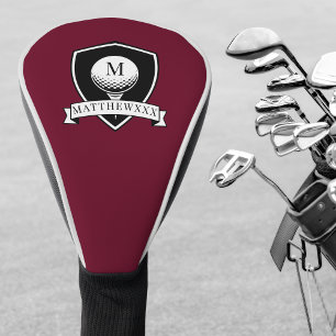 Funda Para Palo De Golf Monograma Inicial de Nombre Personalizado Rojo y N