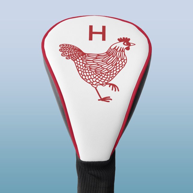 Funda Para Palo De Golf Monograma inicial de pollo Hen (Chicken hen poultry monogram initial personalized golf head cover)