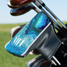 Funda Para Palo De Golf Monograma inicial elegante agate Golfer