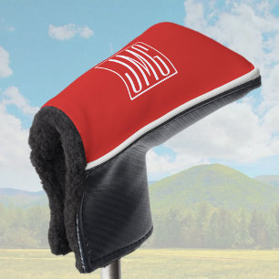 Funda Para Palo De Golf Monograma inicial Rojo y blanco (o color mareado