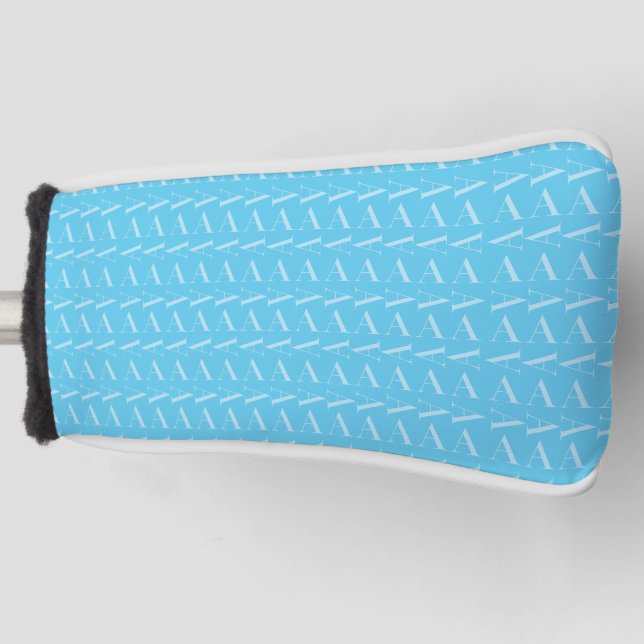 Funda Para Palo De Golf Monograma Letra inicial A, Aqua Blue (Anverso)