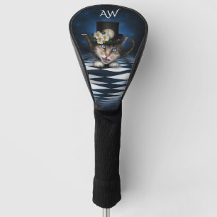Funda Para Palo De Golf Monograma Mad Hatter Teapot Cat Iniciales capricho