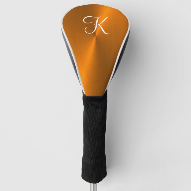Funda Para Palo De Golf Monograma metalizado brillante de bronce (Anverso)