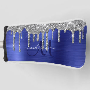 Funda Para Palo De Golf Monograma Metalizado de cepillado con Purpurina az