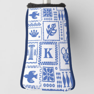Funda Para Palo De Golf Monograma Modelo de resumen de color blanco azul m