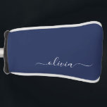 Funda Para Palo De Golf Monograma moderno azul y blanco de la Marina<br><div class="desc">Presentamos nuestra colección de Monogramas Moderno Azul y Blanco de la Marina: Eleva tu decoración de casa con nuestra sofisticada colección con un diseño contemporáneo de color azul marino y blanco. Cada una de las piezas está meticulosamente diseñada para exudar elegancia y estilo, perfecto para añadir un toque de modernidad...</div>