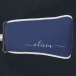 Funda Para Palo De Golf Monograma moderno azul y blanco de la Marina<br><div class="desc">Presentamos nuestra colección de Monogramas Moderno Azul y Blanco de la Marina: Eleva tu decoración de casa con nuestra sofisticada colección con un diseño contemporáneo de color azul marino y blanco. Cada una de las piezas está meticulosamente diseñada para exudar elegancia y estilo, perfecto para añadir un toque de modernidad...</div>