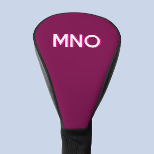 Funda Para Palo De Golf Monograma moderno Borgoña rosa oscuro inicial