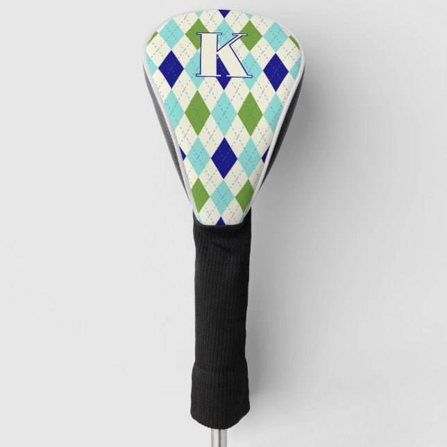 Funda Para Palo De Golf Monograma moderno con diseño de estilo argla azul  (Anverso)