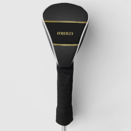 Funda Para Palo De Golf Monograma moderno con patrón de carbono negro y do