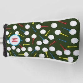 Funda Para Palo De Golf Monograma moderno con patrón Golfer