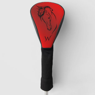 Funda Para Palo De Golf Monograma moderno de cabeza metálica roja metálica