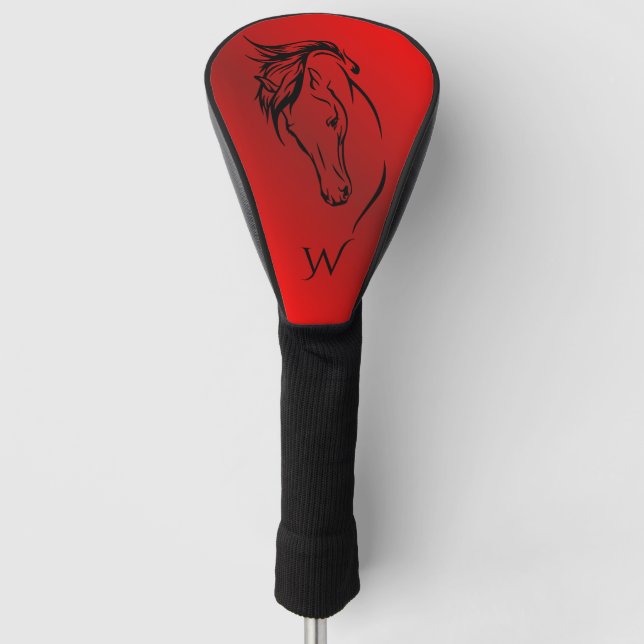 Funda Para Palo De Golf Monograma moderno de cabeza metálica roja metálica (Anverso)