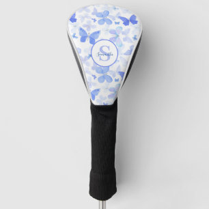 Funda Para Palo De Golf Monograma moderno de mariposa azul