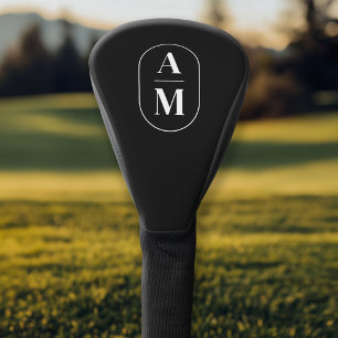 Funda Para Palo De Golf Monograma moderno de píldora mínima - negro