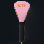 Funda Para Palo De Golf Monograma moderno Naranja rosa personalizado<br><div class="desc">Moderno Monograma Naranja rosa Iniciales Cubierta personalizada de cabezal de golf</div>