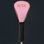 Funda Para Palo De Golf Monograma moderno Naranja rosa personalizado<br><div class="desc">Moderno Monograma Naranja rosa Iniciales Cubierta personalizada de cabezal de golf</div>