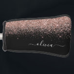 Funda Para Palo De Golf Monograma monograma de guion de Purpurina rosa de<br><div class="desc">Oro negro y Rosa - Tapa del putter de golf del monograma del Purpurina de chispa rosada Rubor. Esto hace que el dulce perfecto cumpleaños 16, boda, ducha de novia, aniversario, ducha de bebé o fiesta de soltera sea regalo para alguien que ama el lujo glam y los estilos de...</div>