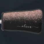 Funda Para Palo De Golf Monograma monograma de guion de Purpurina rosa de<br><div class="desc">Oro negro y Rosa - Tapa del putter de golf del monograma del Purpurina de chispa rosada Rubor. Esto hace que el dulce perfecto cumpleaños 16, boda, ducha de novia, aniversario, ducha de bebé o fiesta de soltera sea regalo para alguien que ama el lujo glam y los estilos de...</div>