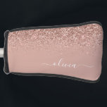 Funda Para Palo De Golf Monograma monograma de guion de Purpurina rosa de<br><div class="desc">Oro Rosa - Tapa del putter de golf del monograma del Purpurina de espuma rosado de Rubor. Esto hace que el dulce perfecto cumpleaños 16, boda, ducha de novia, aniversario, ducha de bebé o fiesta de soltera sea regalo para alguien que ama el lujo glam y los estilos de moda....</div>