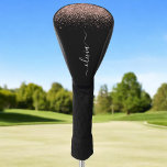 Funda Para Palo De Golf Monograma monograma de guion de Purpurina rosa de<br><div class="desc">Oro Rosa - Tapa del controlador de golf de un Purpurina de chispa rosada y negra de Rubor. Esto hace que el dulce perfecto cumpleaños 16, boda, ducha de novia, aniversario, ducha de bebé o fiesta de soltera sea regalo para alguien que ama el lujo glam y los estilos de...</div>