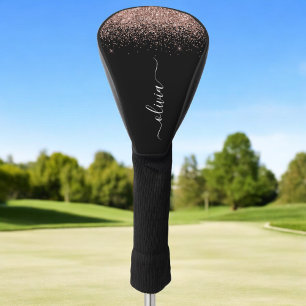 Funda Para Palo De Golf Monograma monograma de guion de Purpurina rosa de