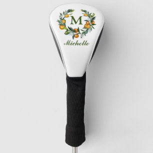 Funda Para Palo De Golf Monograma naranja Wreath Butterflies Golf