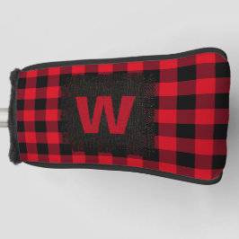 Funda Para Palo De Golf Monograma negro rojo rustico inicial