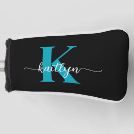 Funda Para Palo De Golf Monograma Negro Teal