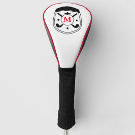 Funda Para Palo De Golf Monograma negro y rojo personalizado