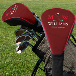 Funda Para Palo De Golf Monograma (nombre del golfista y iniciales) rojo o