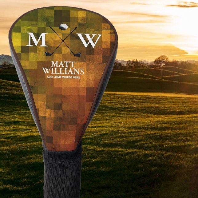 Funda Para Palo De Golf Monograma (nombre e iniciales del golfista) marrón (Subido por el creador)