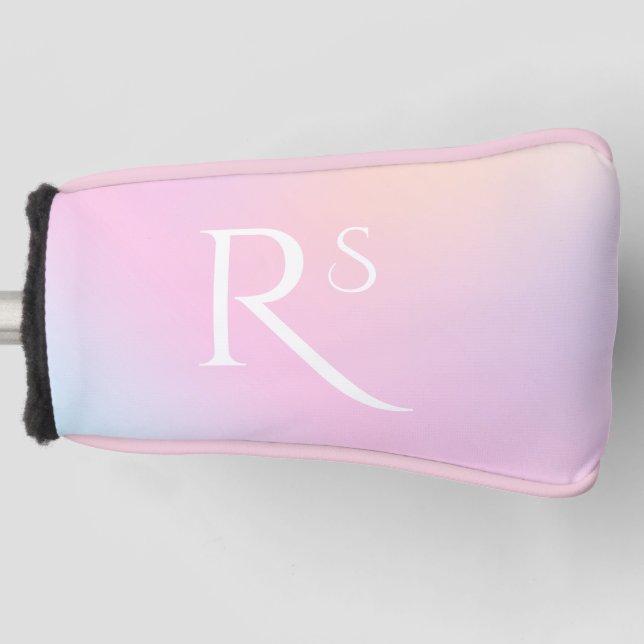 Funda Para Palo De Golf Monograma Ombre Holográfico Rosa Girona Personaliz (Anverso)