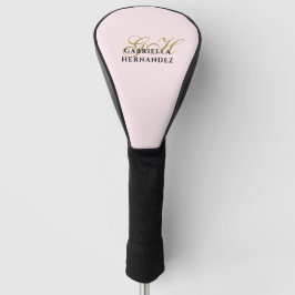 Funda Para Palo De Golf Monograma Pastel Oro Rosa Negro Elegante Minimalis