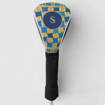 Monograma personalizado antiguo egipcio azul oro