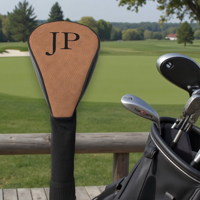 Funda Para Palo De Golf Monograma Personalizado de cuero texturado marrón  (Subido por el creador)