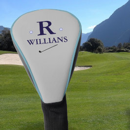 Funda Para Palo De Golf Monograma personalizado de golfista en azul
