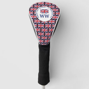 Funda Para Palo De Golf Monograma personalizado del UNION JACK del Reino U