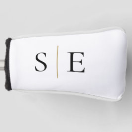Funda Para Palo De Golf Monograma Personalizado Elegante Negro Oro