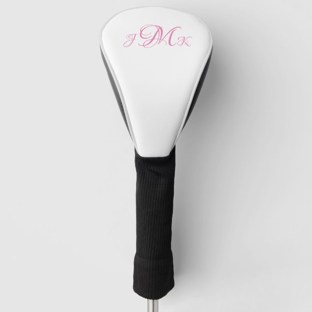 Funda Para Palo De Golf Monograma Personalizado guion rosado caliente pers (Anverso)