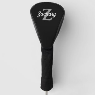 Funda Para Palo De Golf Monograma Personalizado Negro Gris Blanco