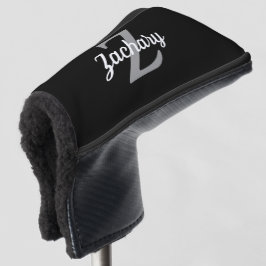 Funda Para Palo De Golf Monograma Personalizado Negro Gris Blanco
