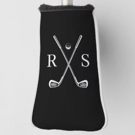 Funda Para Palo De Golf Monograma Personalizado negro Minimalista simple