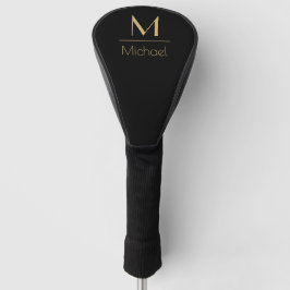 Funda Para Palo De Golf Monograma personalizado | Nombre Negro y Oro