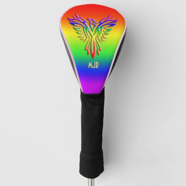 Funda Para Palo De Golf Monograma personalizado, Orgullo arcoiris LGBT Pho (Anverso)