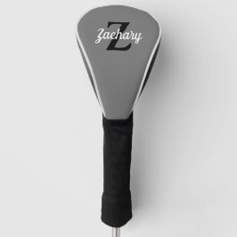 Funda Para Palo De Golf Monograma Personalizado Retro Gris Negro Blanco