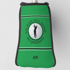 Funda Para Palo De Golf Monograma Personalizado Verde Comer Dormir Golf Re