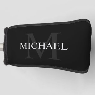 Funda Para Palo De Golf Monograma personalizado y nombre negro