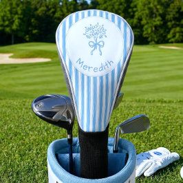 Funda Para Palo De Golf Monograma Preppy de Raya Azul y Blanco Caprichoso